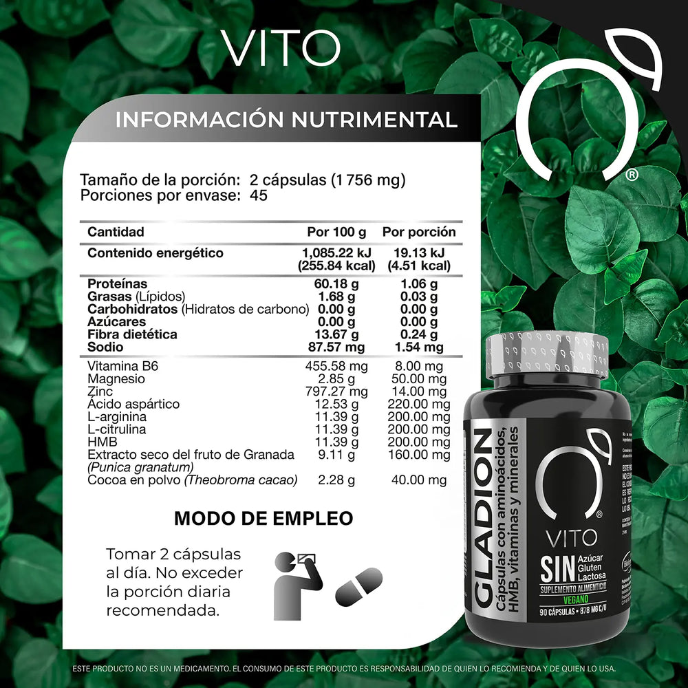 
                      
                        Suplemento deportivo Preworkout. Gladion, Aminoácidos, HMB, Vitaminas y Minerales para la producción natural de la testosterona. 
                      
                    