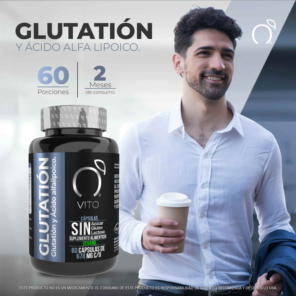 
                      
                        Antioxidante natural que protege células, fortalece defensas y apoya la salud hepática y de la piel. Glutatión con ácido alfa lipoico de alta pureza.
                      
                    