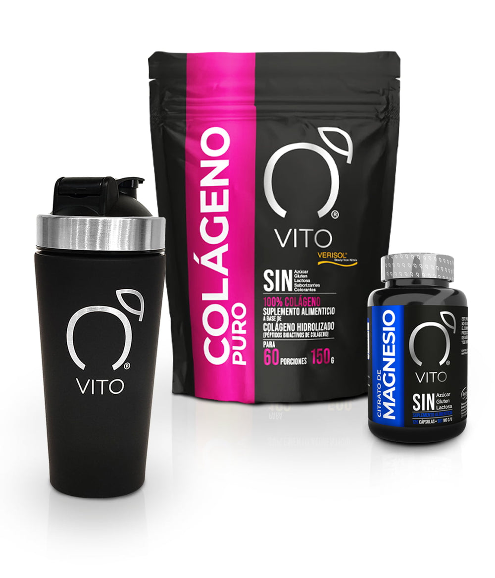 Kit de Péptidos de Colágeno, Citrato de Magnesio y shaker VITO